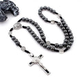 St. Benedict Catholic Cross Pendant Necklace – Black Stone Pendant Necklace Qme A4
