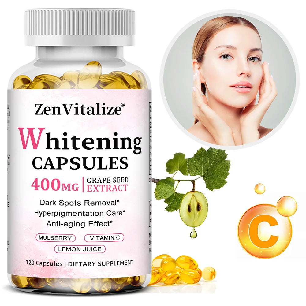 Whitening Capsules – Vitamin C, E & Grape Seed Extract | Bcuelov Whitening Supplement Qst