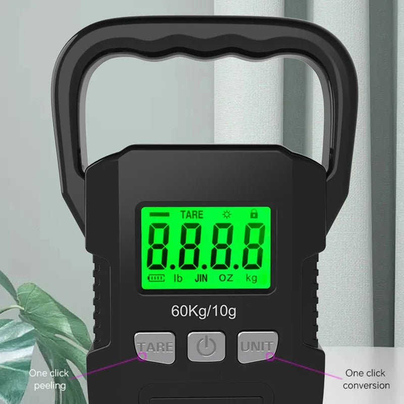 Portable Digital Hanging Scale 60kg – USB Rechargeable LCD Digital Hanging Scale Qme