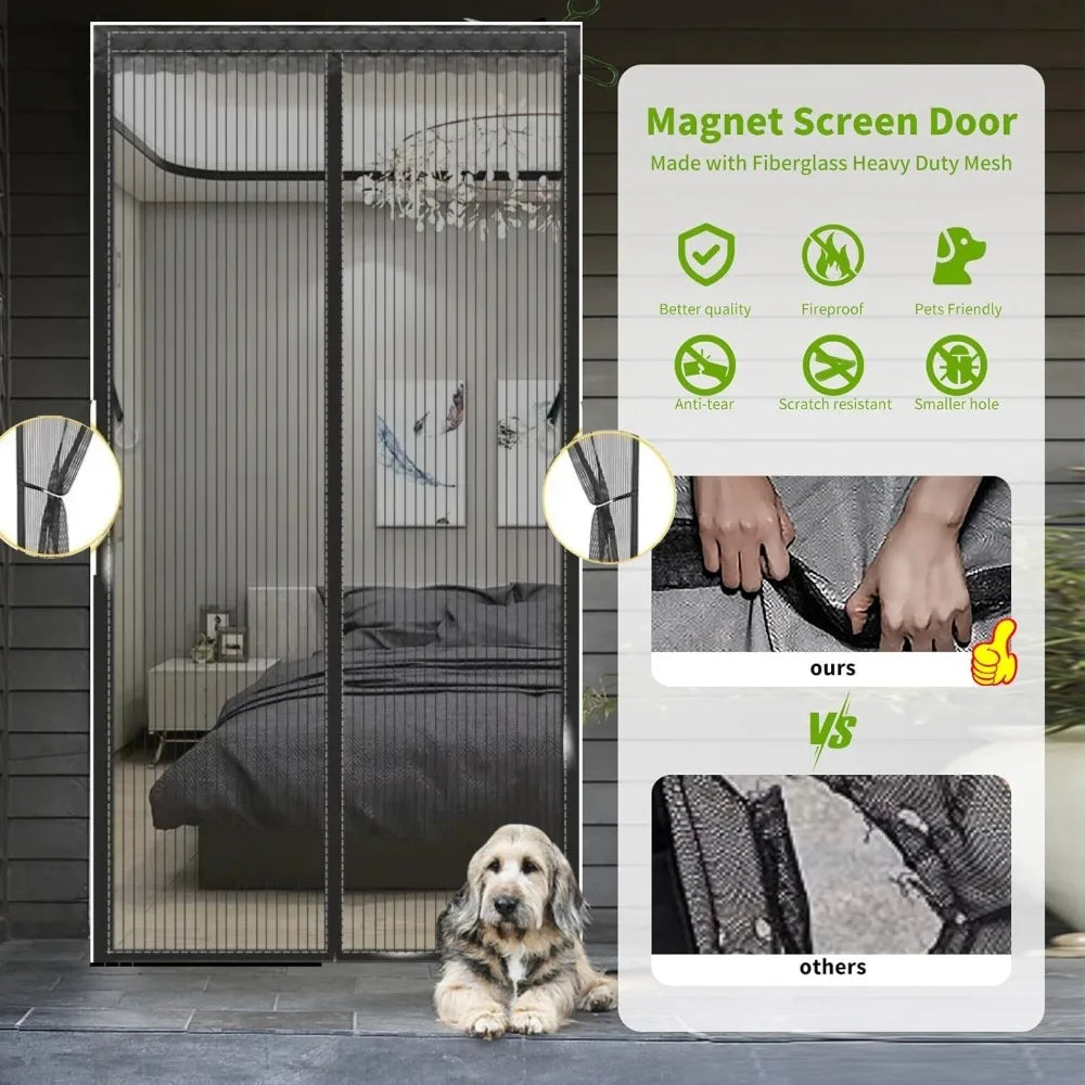 Magnetic Screen Door Curtain – Auto-Close Mosquito Mesh Net Magnetic Screen Door Qme