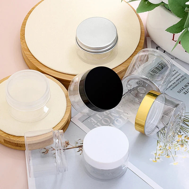 Refillable Plastic Travel Jars – Empty Cosmetic Containers, Set of 5 Cosmetic Travel Jars Qme