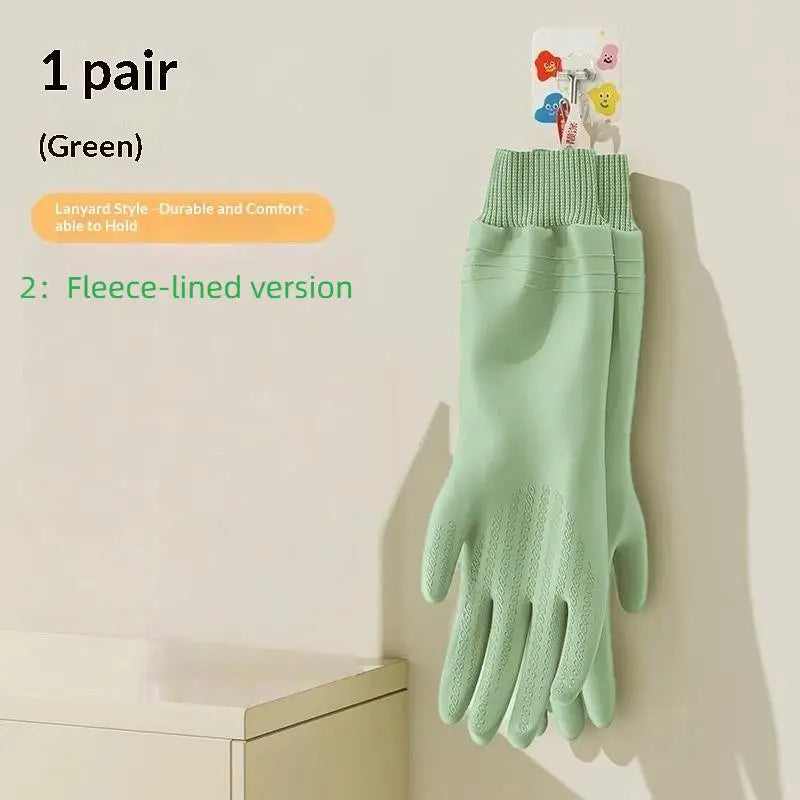 Waterproof Fleece-Lined Dishwashing Gloves – Warm & Durable Cleaning Gloves Qst 2 Green
