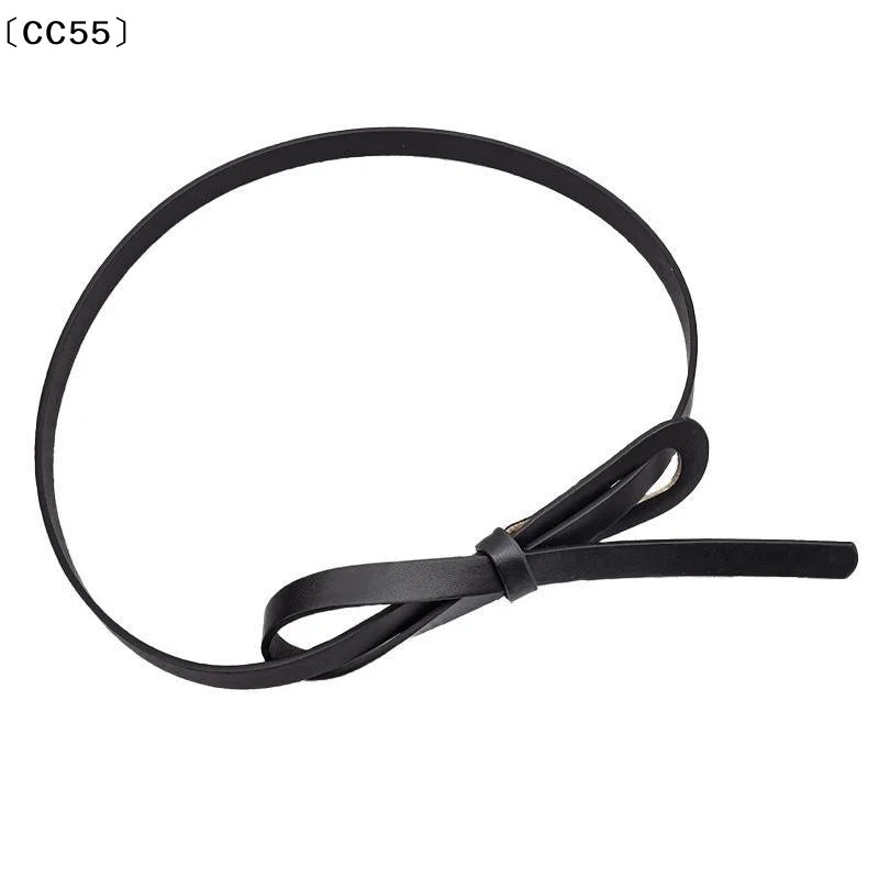 Vintage PU Leather Waist Belt – Slim Tie Belt for Women Women's Waist Belt Qst