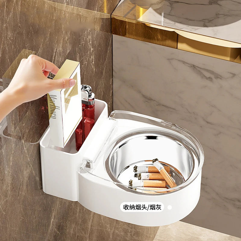 Wall-Mounted Bathroom Ashtray with Lid – Quirky Toilet Design Wall-Mounted Ashtray Qst