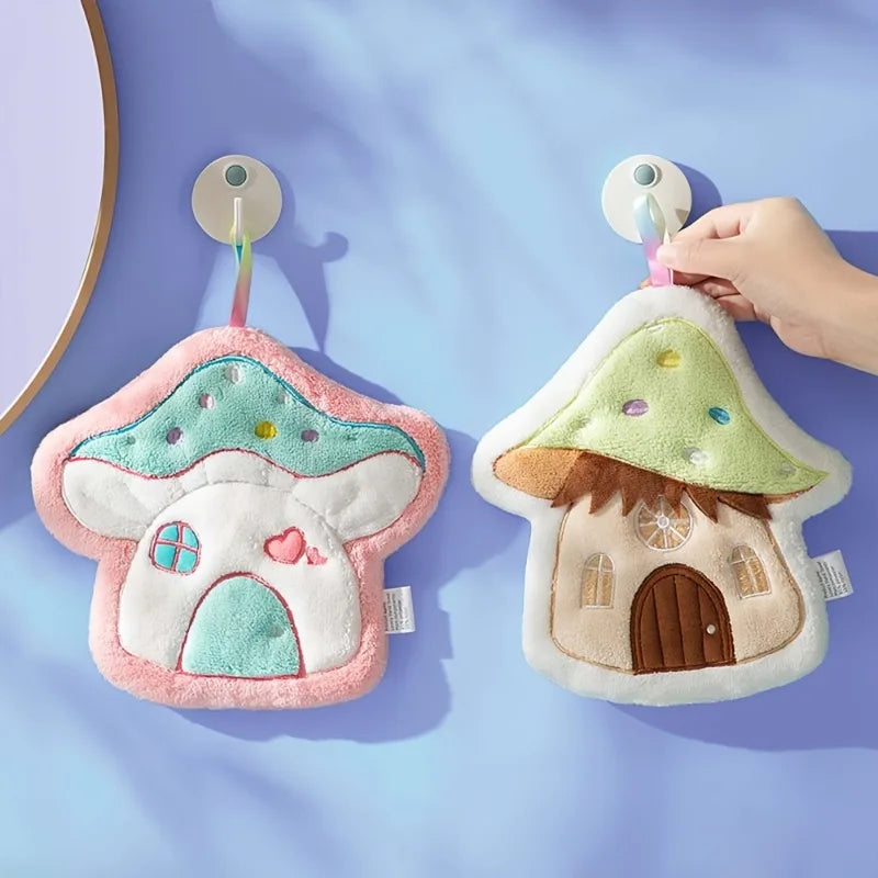 Cartoon Mushroom Kids Hanging Hand Towel – Soft & Absorbent Kids Hand Towel Qme