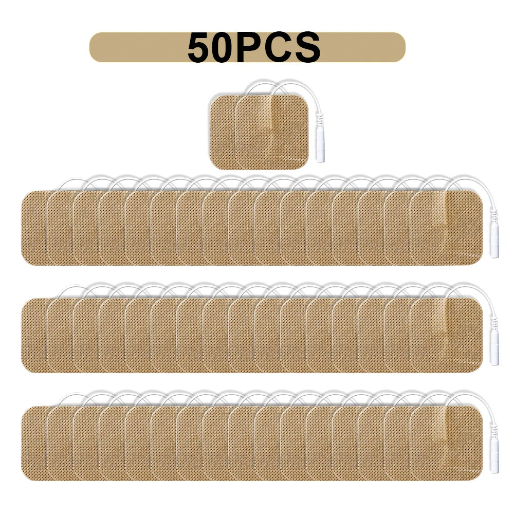 TENS EMS Electrode Pads Reusable Self-Adhesive Gel – 10–100 Pcs Electrode Pads Qst 50pcs