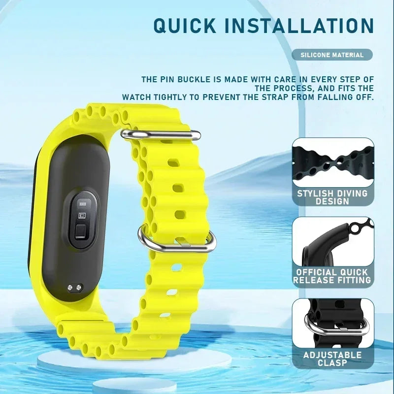 Xiaomi Mi Band 7 6 5 4 3 Silicone Sport Replacement Strap Smart Band Strap Qme