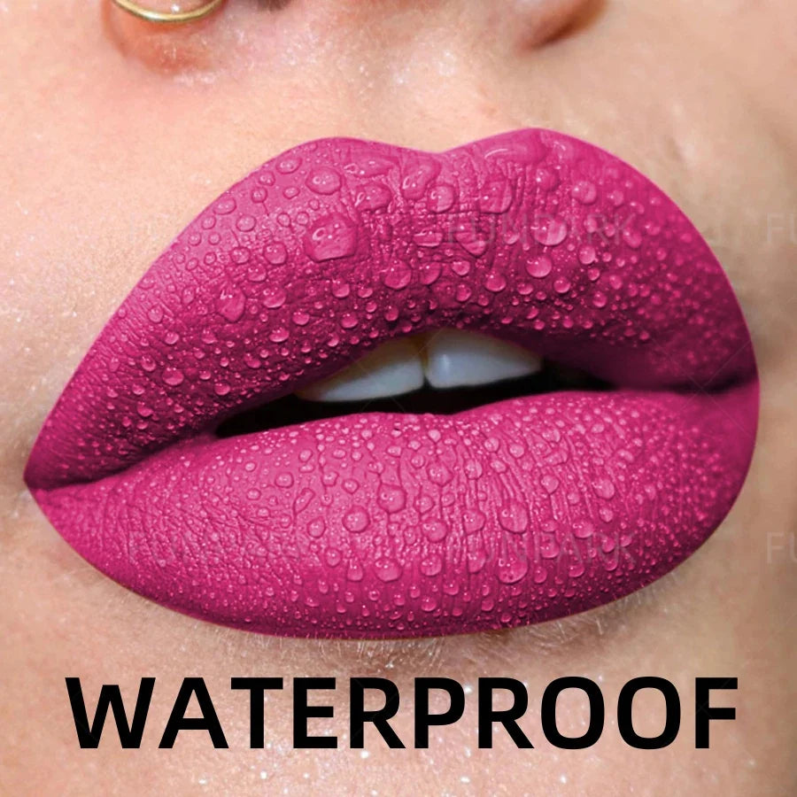 Qme Matte Lipstick – Waterproof Long-Lasting Rose Red Matte Lipstick Qme