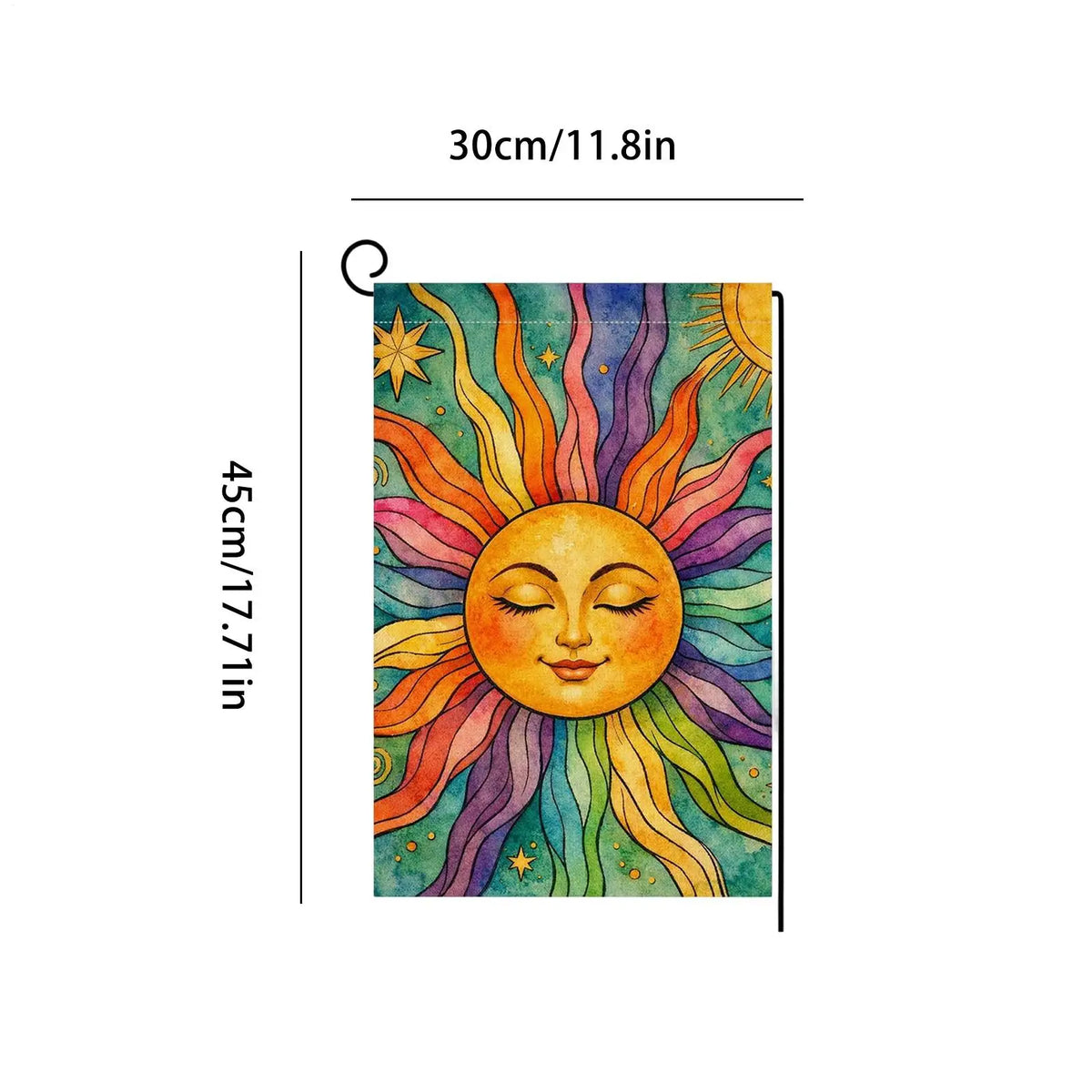 Sun Face Garden Flag 12x18 In Double Sided Summer Banner Garden Flag Qme
