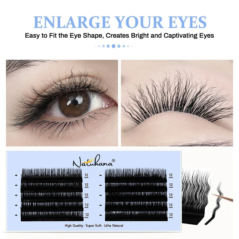 NATUHANA 3D Fluffy Curly False Eyelashes – Thick Wispy Lashes False Eyelashes Qme