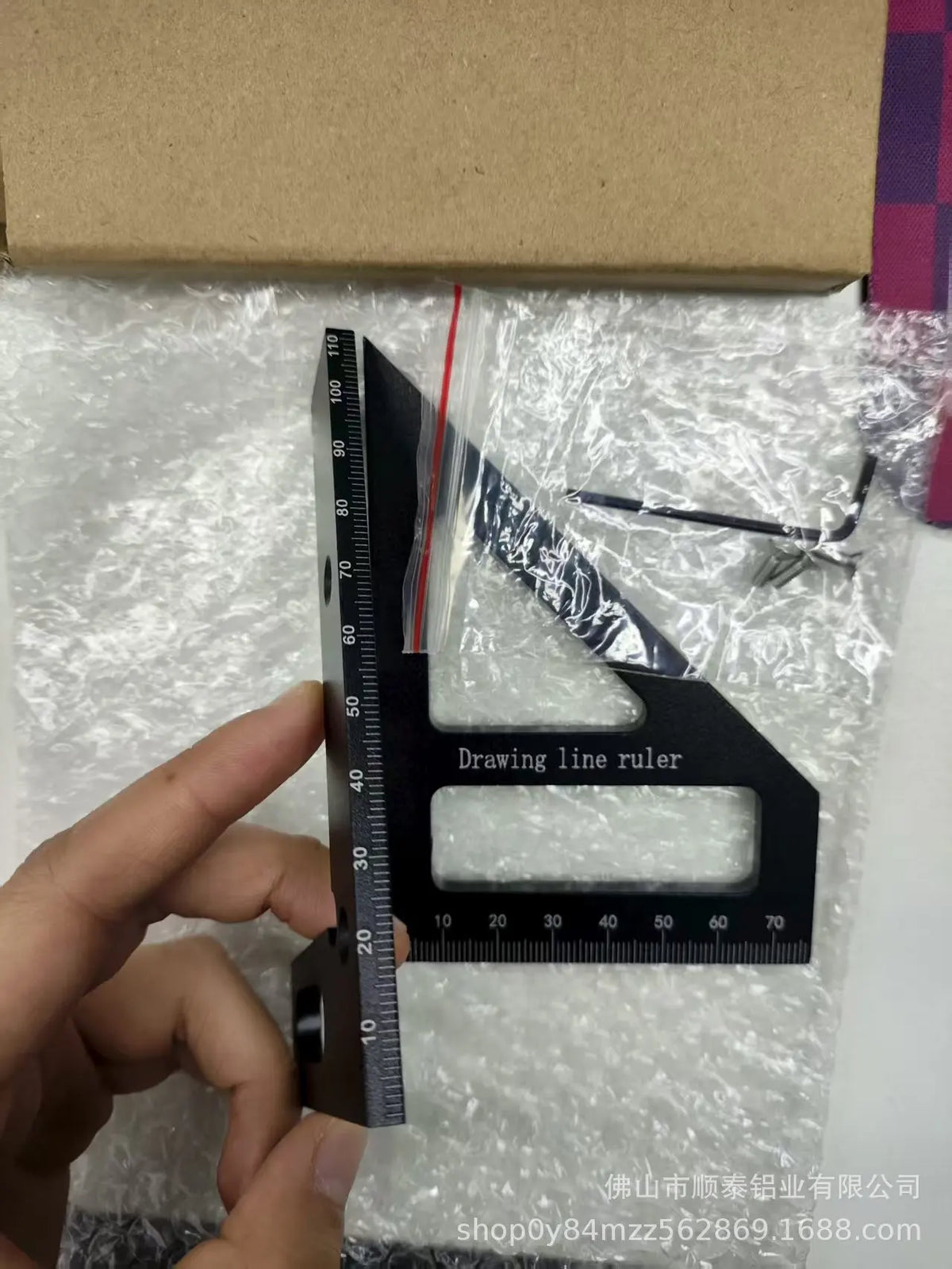 Aluminum Alloy Triangle Scribing Ruler 45 90 Degree Tool Woodworking Scribing Ruler Qme Black 1pc