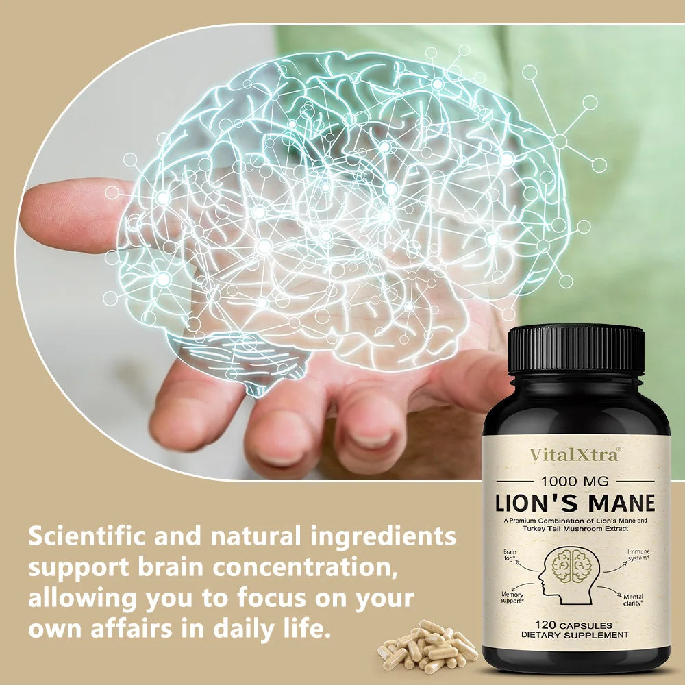 Organic Lion's Mane Mushroom Capsules – Focus & Brain Support Mushroom Supplement Qst