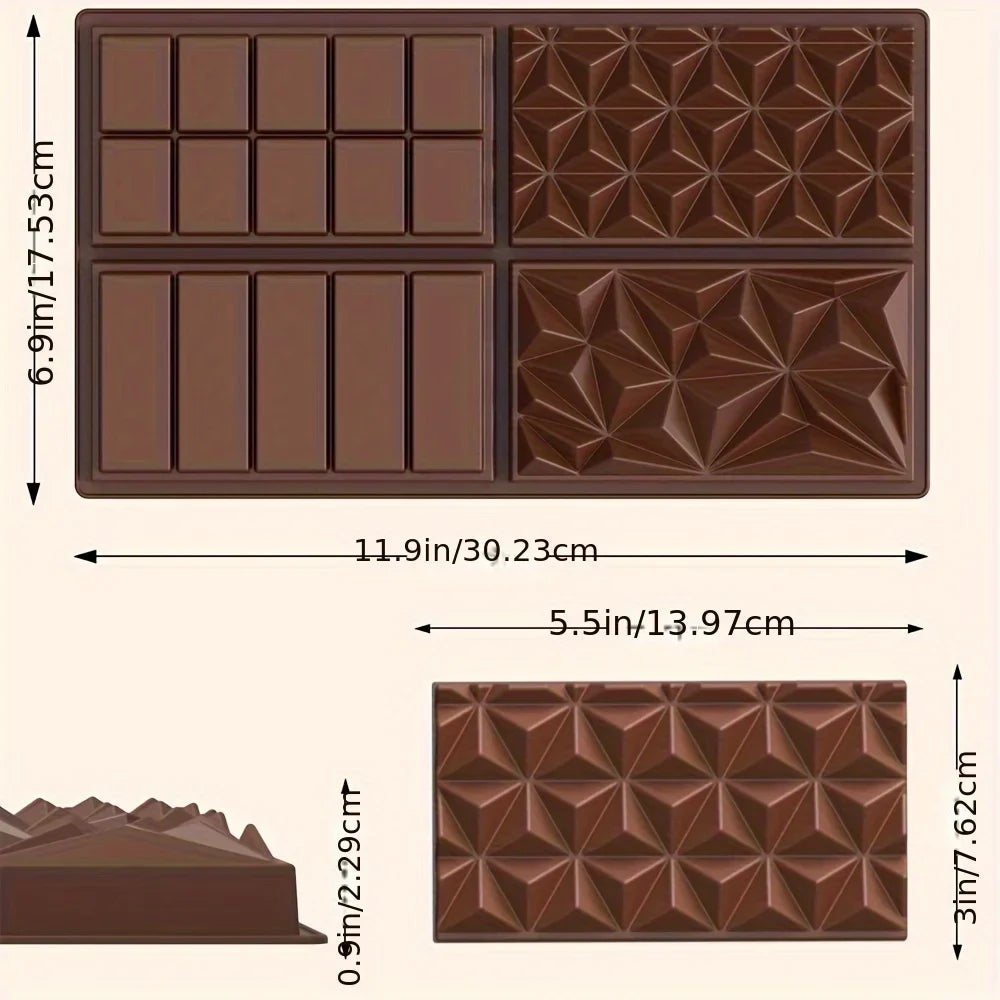 Large Deep Silicone Chocolate Bar Mold – Dubai Pistachio Style Silicone Chocolate Mold Qme