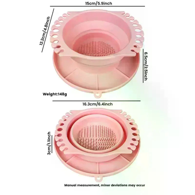 3-in-1 Silicone Makeup Brush Cleaner Bowl & Holder | Qme Makeup Brush Cleaner Qme