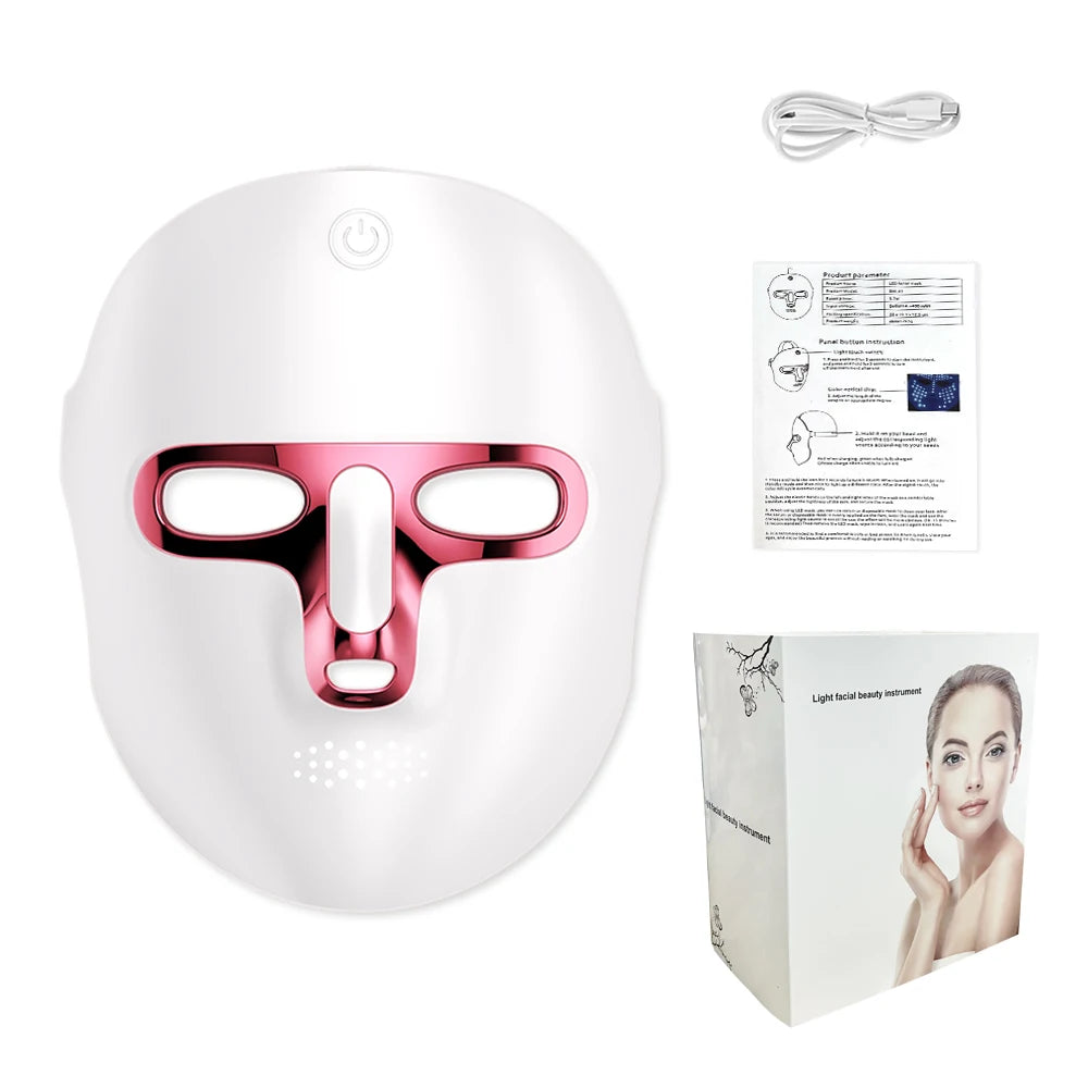 Wireless 7-Color LED Face & Neck Mask – Photon Skin Care LED Skin Care Mask Qst With Box