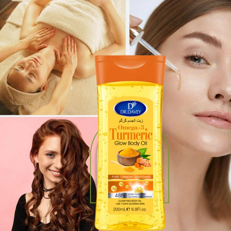 DR.DAVEY 200ml Turmeric Omega-3 Glow Body Oil | Moisturizing Body Oil Qst