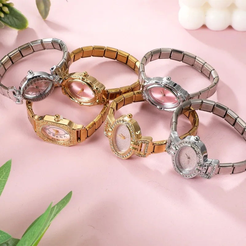 Women's Elastic Stainless Steel Oval Zircon Charm Bracelet Charm Bracelet Qme