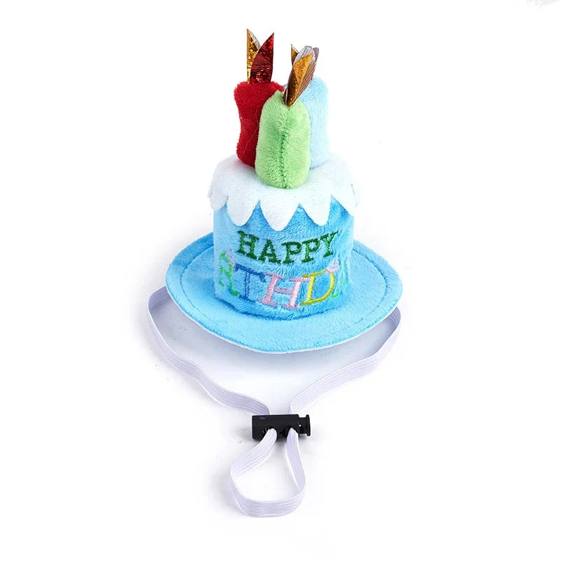 Adjustable Birthday Cake Hat for Dogs & Cats | Cute Pet Cap Pet Birthday Hat Qme Blue