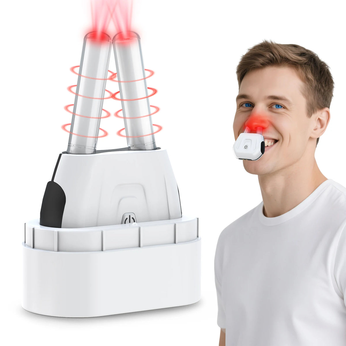 Cordless 630nm Red Light Nasal Therapy Device Red Light Therapy Device Qst White set