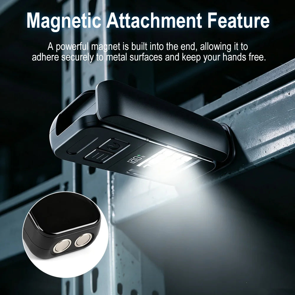 Foldable Magnetic COB Work Light – Type-C Rechargeable Torch Rechargeable Work Light Qst