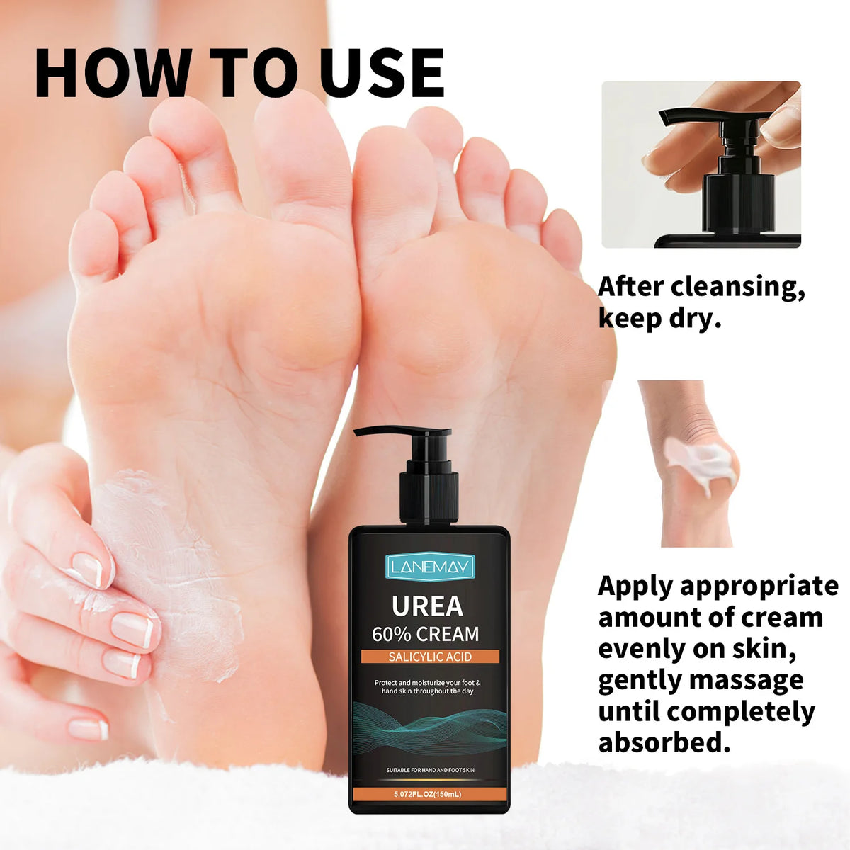 Urea 60% Cream with Salicylic Acid – Deep Hand & Foot Moisturizer Urea Foot Cream Qst