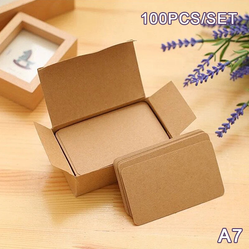 100pcs Kraft Paper Blank Cards & Envelopes – Round Edge Tags Blank Greeting Cards Qst A7