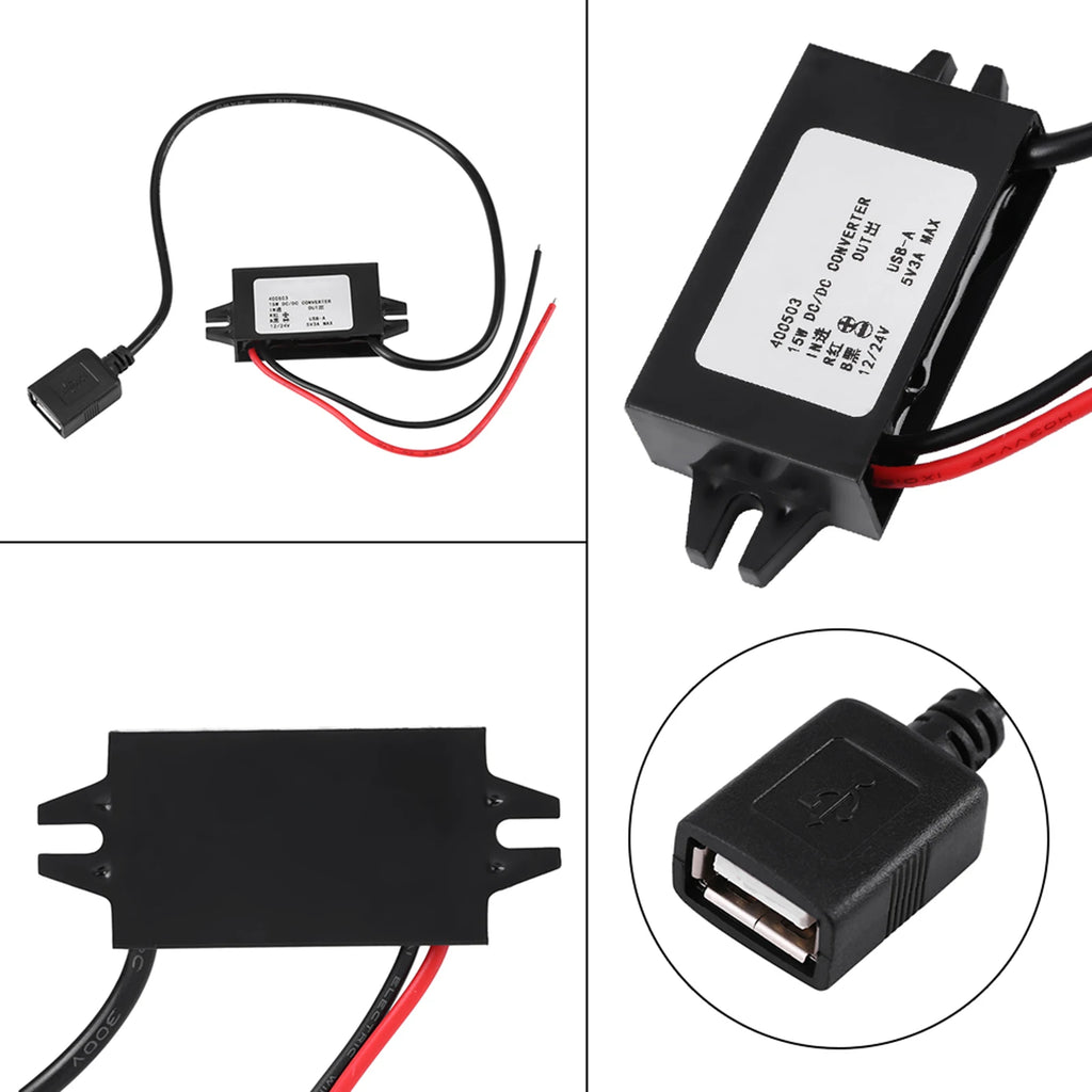 12V/24V to USB 5V 3A DC Buck Converter Step-Down Adapter DC Buck Converter Qst