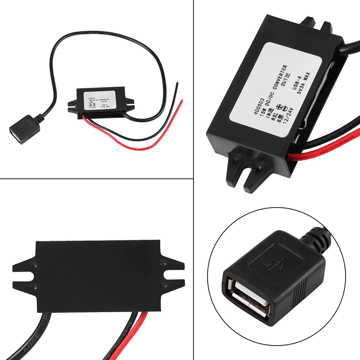 12V/24V to USB 5V 3A DC Buck Converter Step-Down Adapter DC Buck Converter Qst
