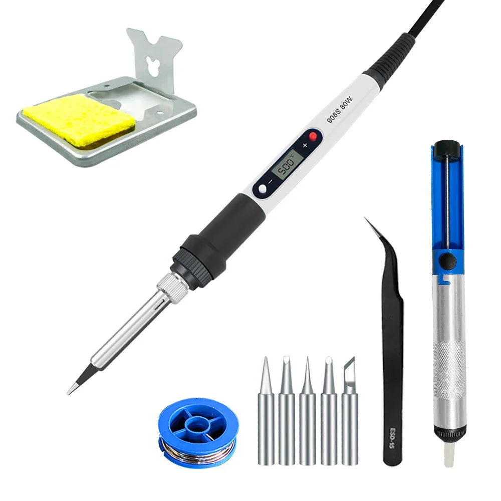 80W LCD Adjustable Temperature Soldering Iron Welding Kit Soldering Iron Kit Qme 908SW2 220V EU PLUG