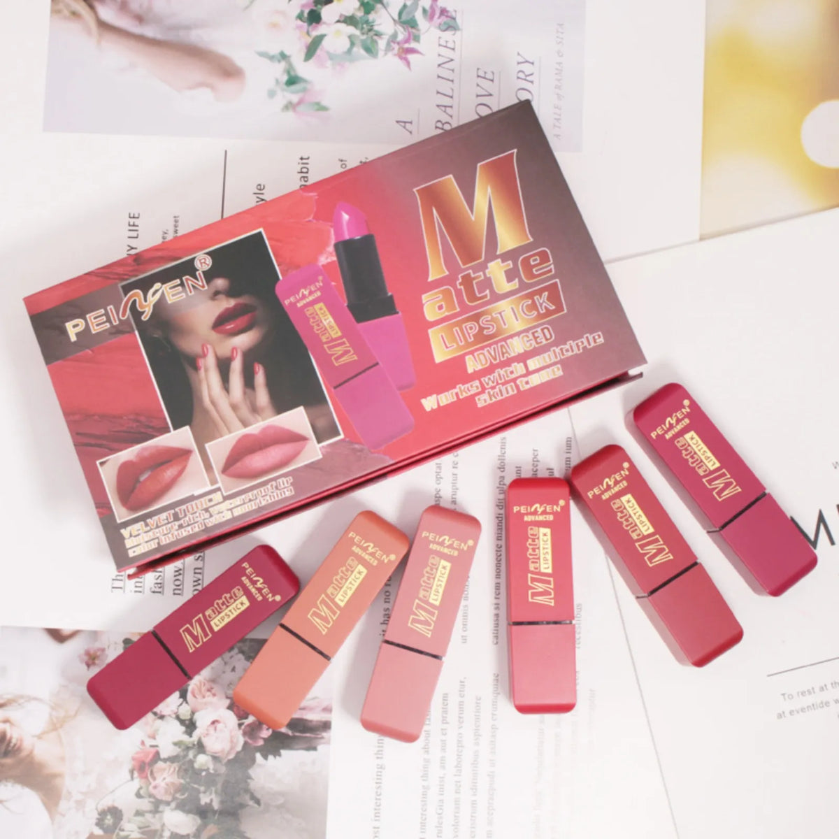 Matte Lipstick Set 6 Colors – Waterproof Long-Lasting | Peinifen Lipstick Set Qst