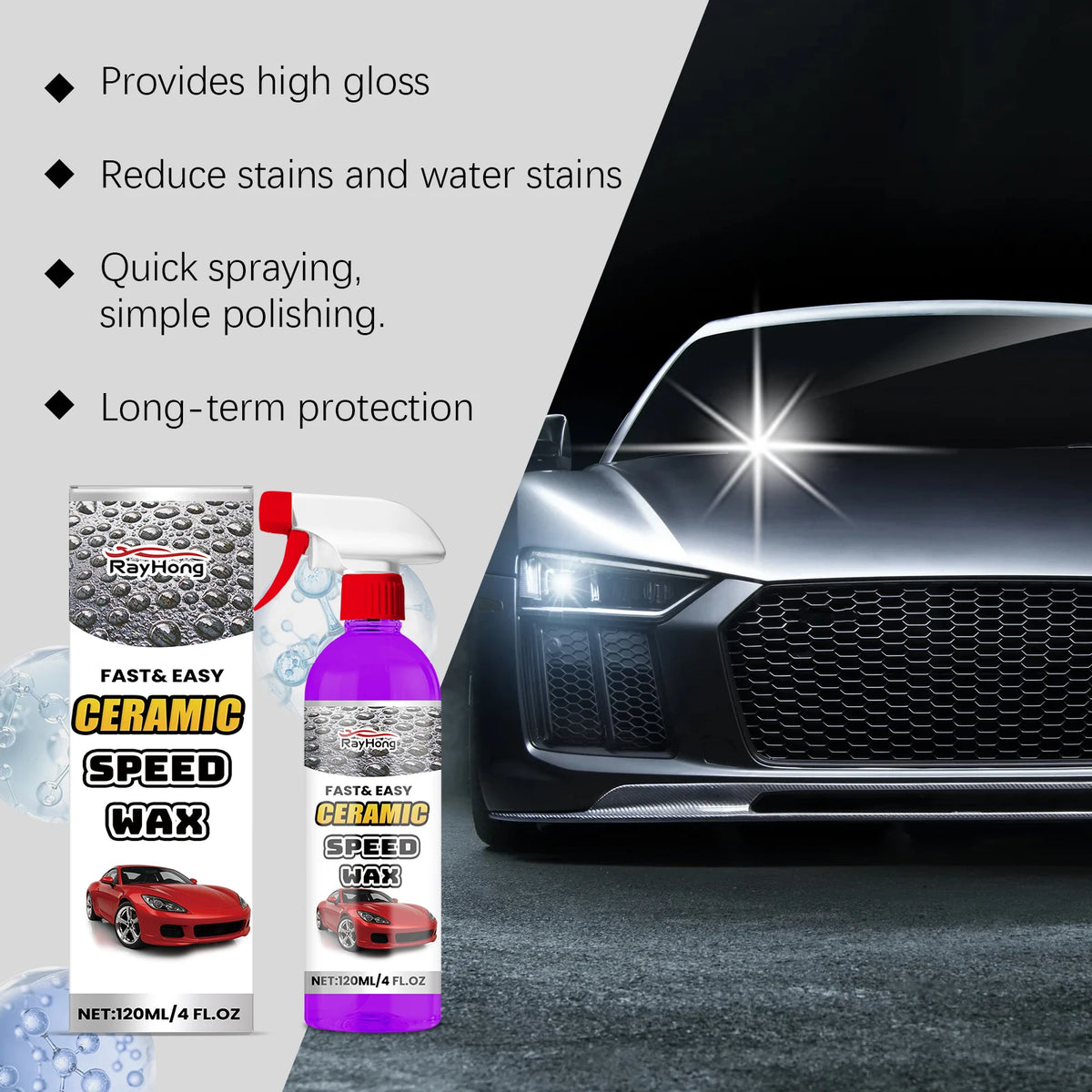 Rayhong 3-in-1 Car Coating Spray – Waterproof & Brightening Car Coating Spray Qst