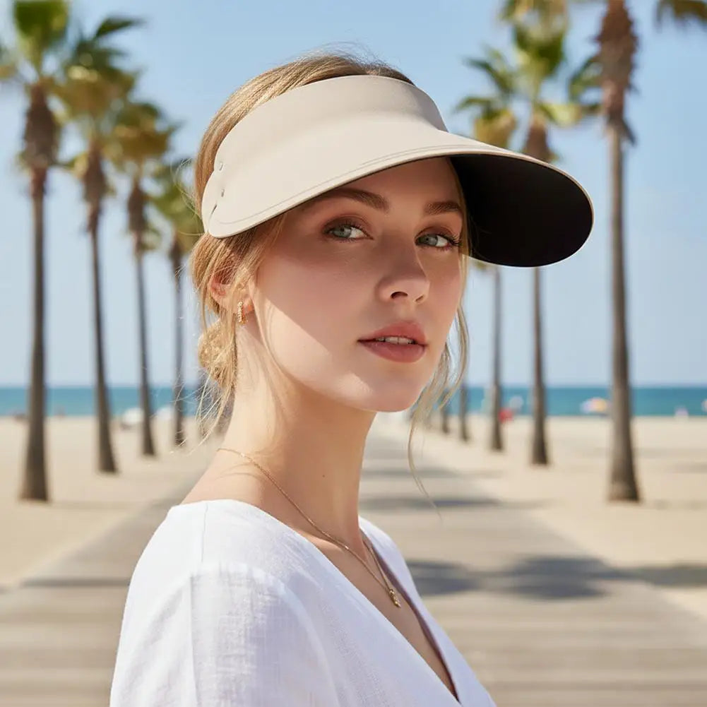 Wide Brim Visor Hat UPF 50+ UV Protection – Lightweight & Packable Sun Visor Hat Qme