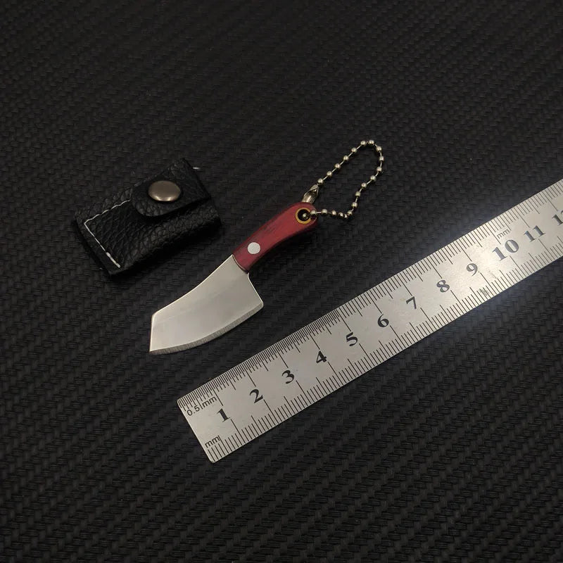 Swayboo Mini Damascus Keychain Knife – Fixed Blade Pendant Fixed Blade Knife Qst Sanding Wood 3