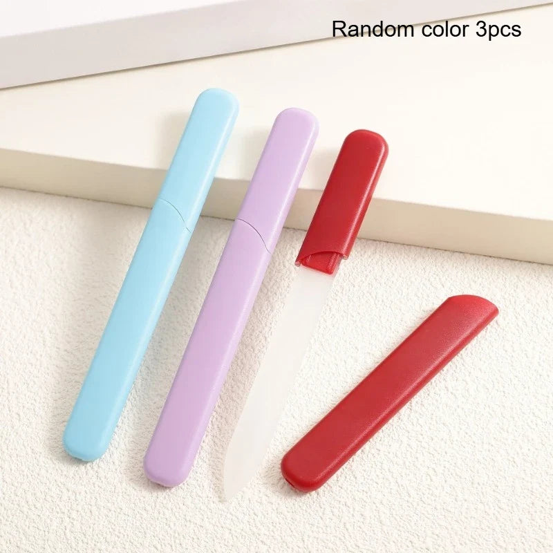 Nano Glass Nail File with Case – Crystal Polishing Tool Glass Nail File Qme Random color 3pcs