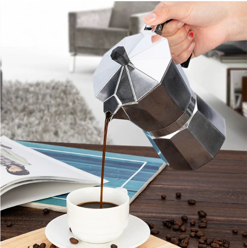 600ml Aluminum Moka Pot – Octagonal Stovetop Espresso Maker Stovetop Moka Pot Qst