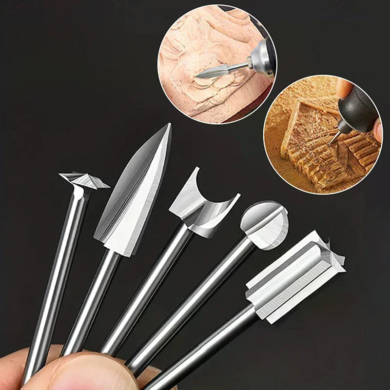 5-Piece Wood Carving Drill Bits Set – Rotary Tool Compatible Wood Carving Bits Qme