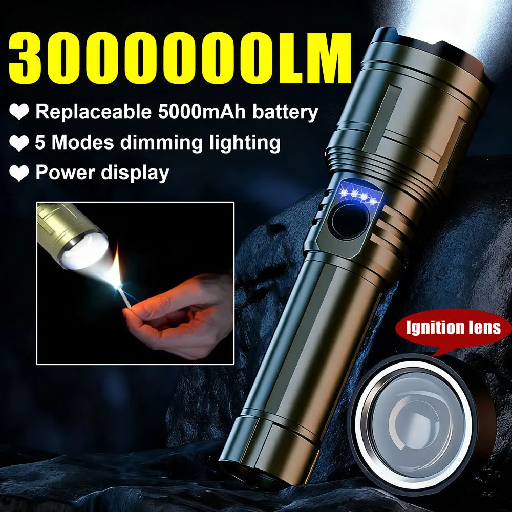 3800 Lumen Zoomable Tactical Flashlight – IP68 & Power Bank Tactical Flashlight Qst