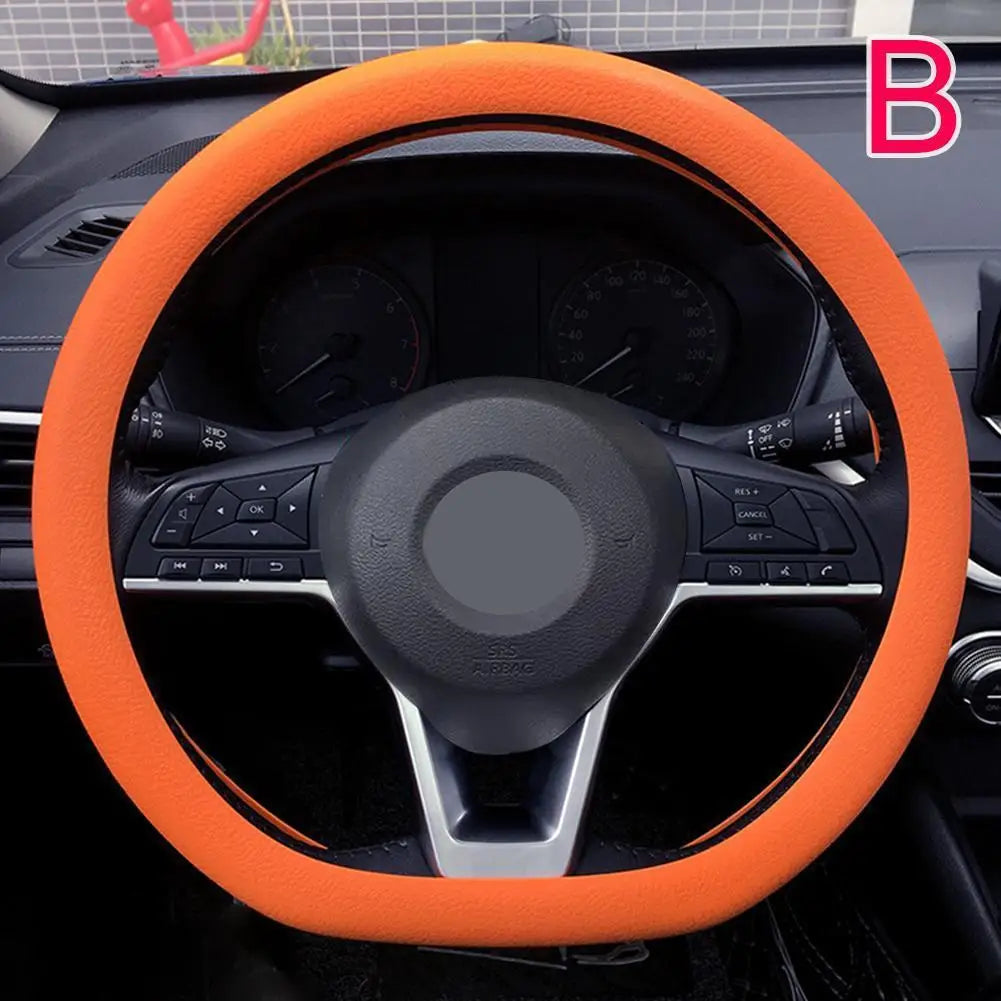 Silicone Steering Wheel Cover – Non-Slip & Sweat-Absorbent Steering Wheel Cover Qme Orange