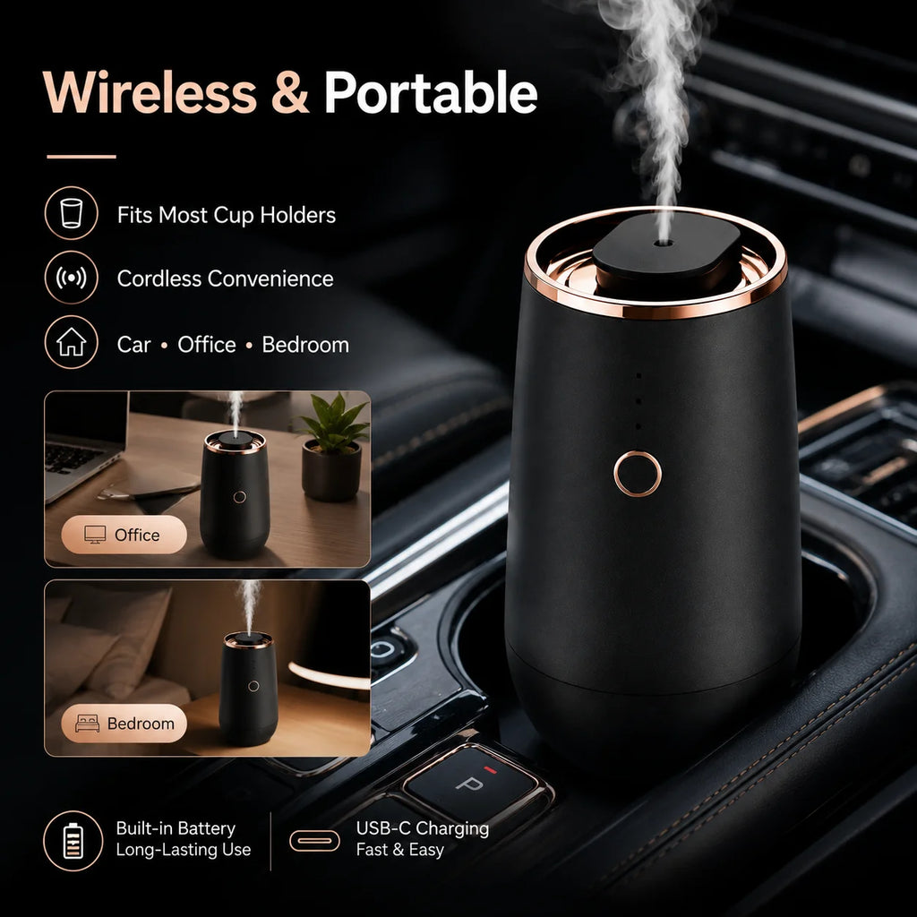 Waterless Cordless Essential Oil Diffuser – Car & Home Essential Oil Diffuser Qst