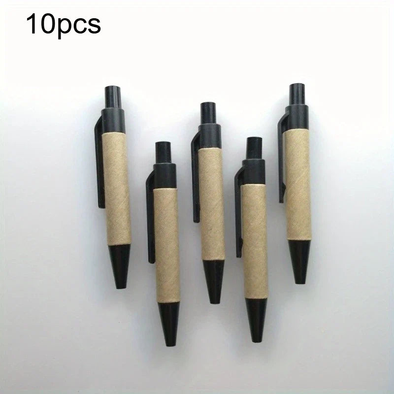 Eco-Friendly Recycled Paper Ballpoint Pen | Black Ink Mini Ballpoint Pen Qme 10pcs