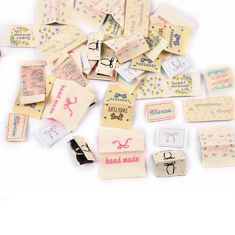 20-Pack Bow & Flower Cloth Labels for DIY Clothing & Bags DIY Sewing Labels Qme