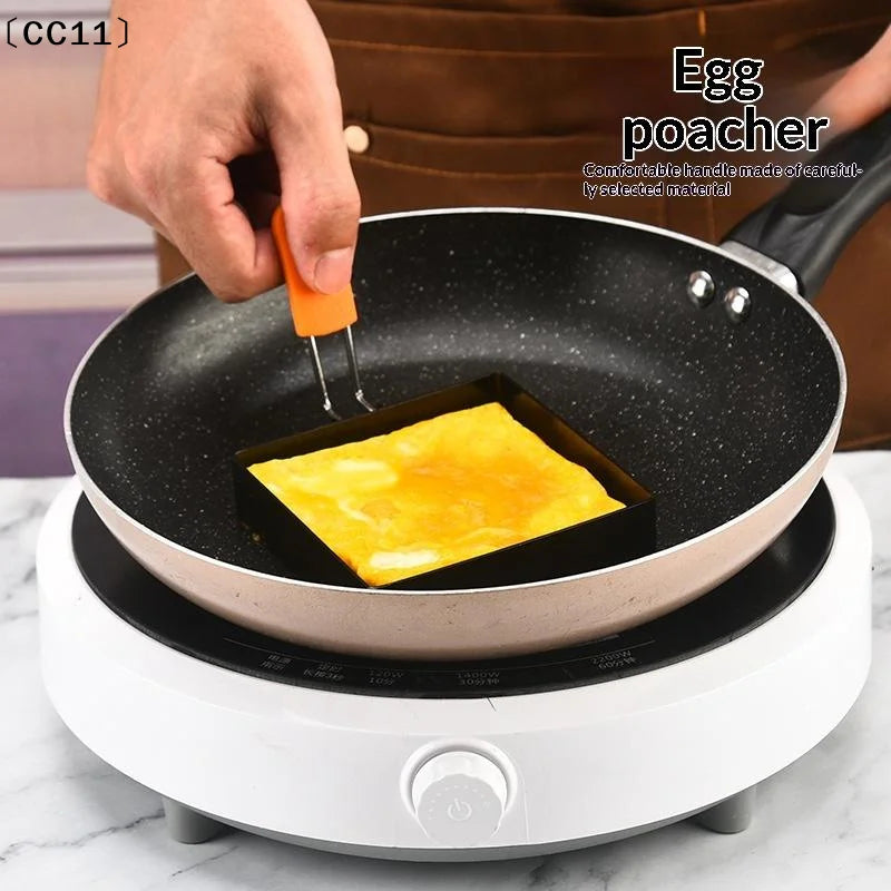 Stainless Steel Non-Stick Egg Frying Ring – Square & Round Mold Egg Frying Ring Mold Qme