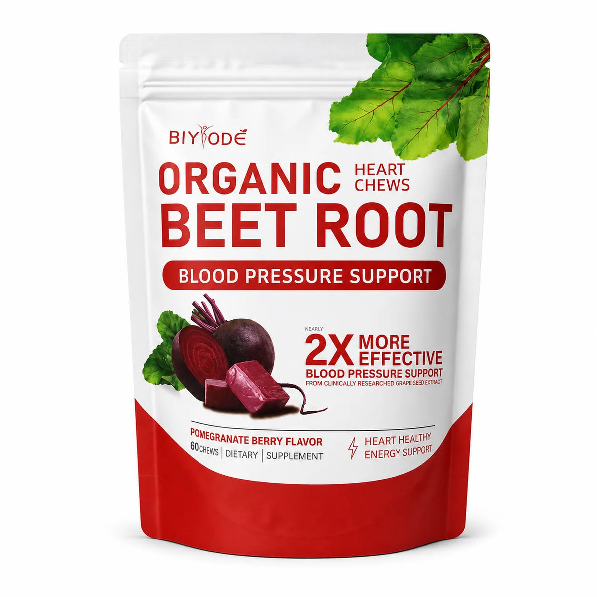 Organic Beet Root Gummies 500mg + Grape Seed Extract – 60 Ct Herbal Supplement Gummies Qst 1bag 60pieces