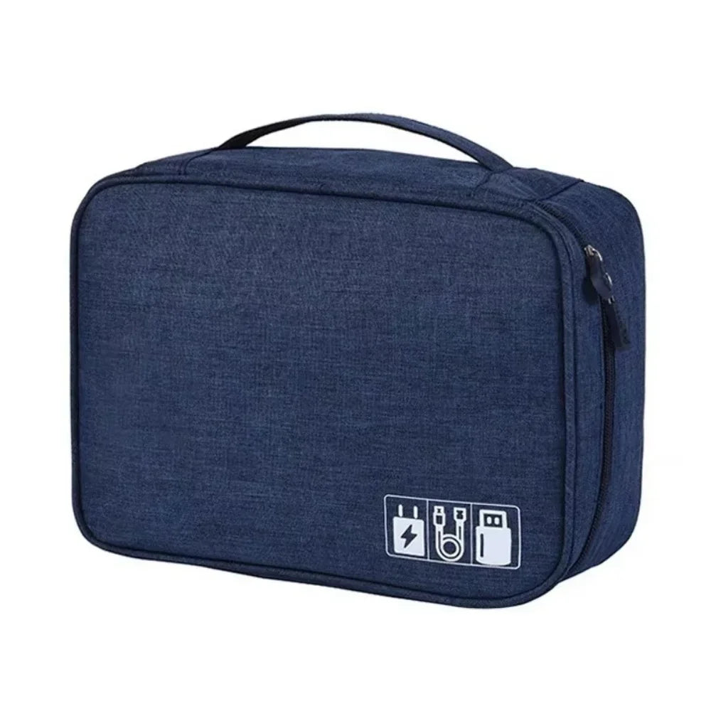 Waterproof Travel Cable Organizer Bag | Oxford Storage Case Cable Organizer Bag Qme Double layer Dpblue