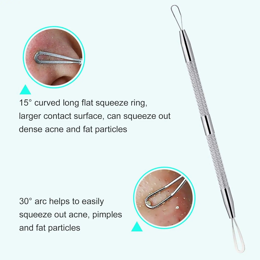 5-Piece Stainless Steel Blackhead Extractor & Blemish Tool Kit Blackhead Extractor Kit Qst
