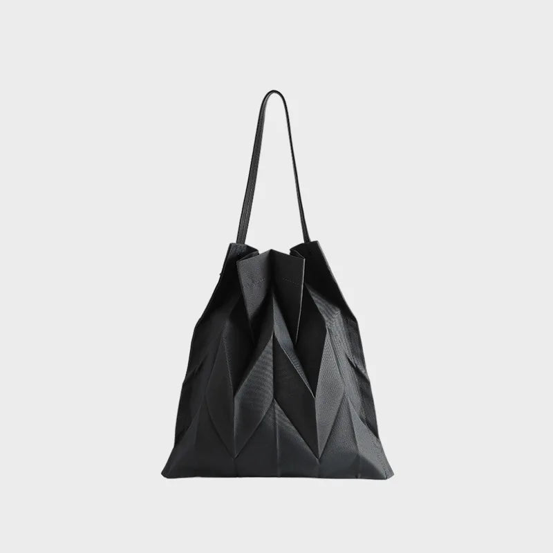 Chevron Foldable Vegan Leather Tote Crossbody Bag | 5 Colors Foldable Tote Bag Qme black