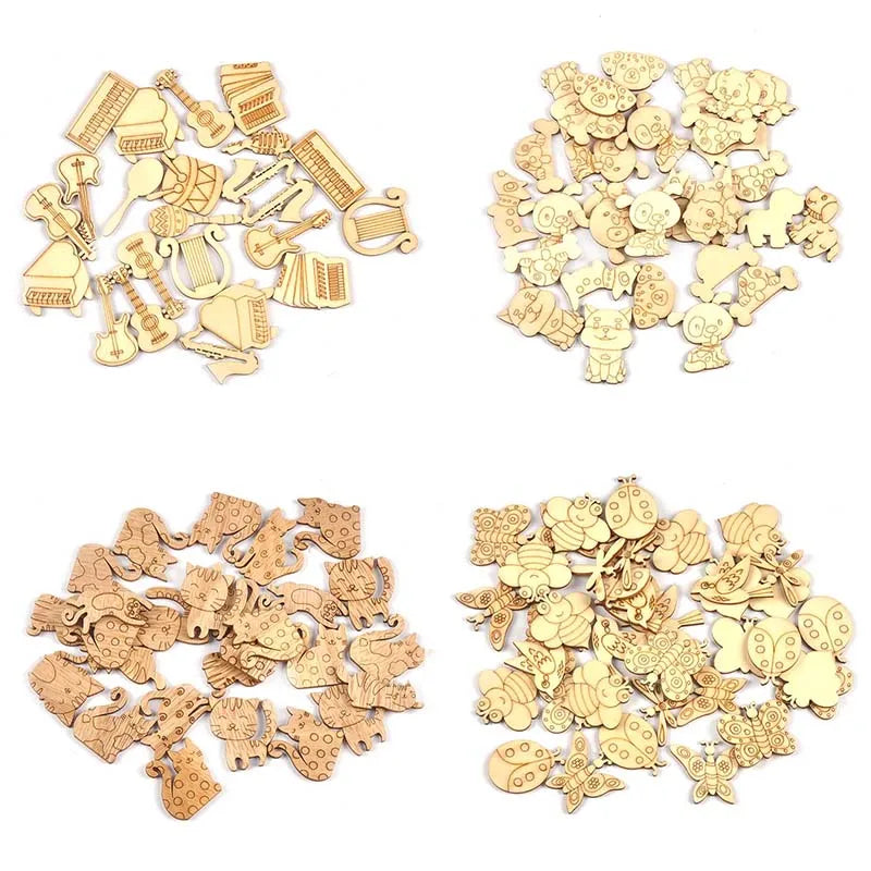 Cute Animal & Insect Wooden DIY Craft Decorations | Mixed Set Wooden Craft Decorations Qme