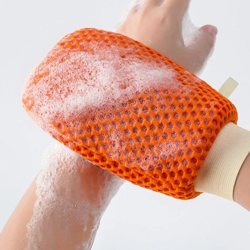 2-in-1 Bath Loofah Glove | Double-Sided Exfoliating Scrub Mitt Bath Exfoliating Glove Qme