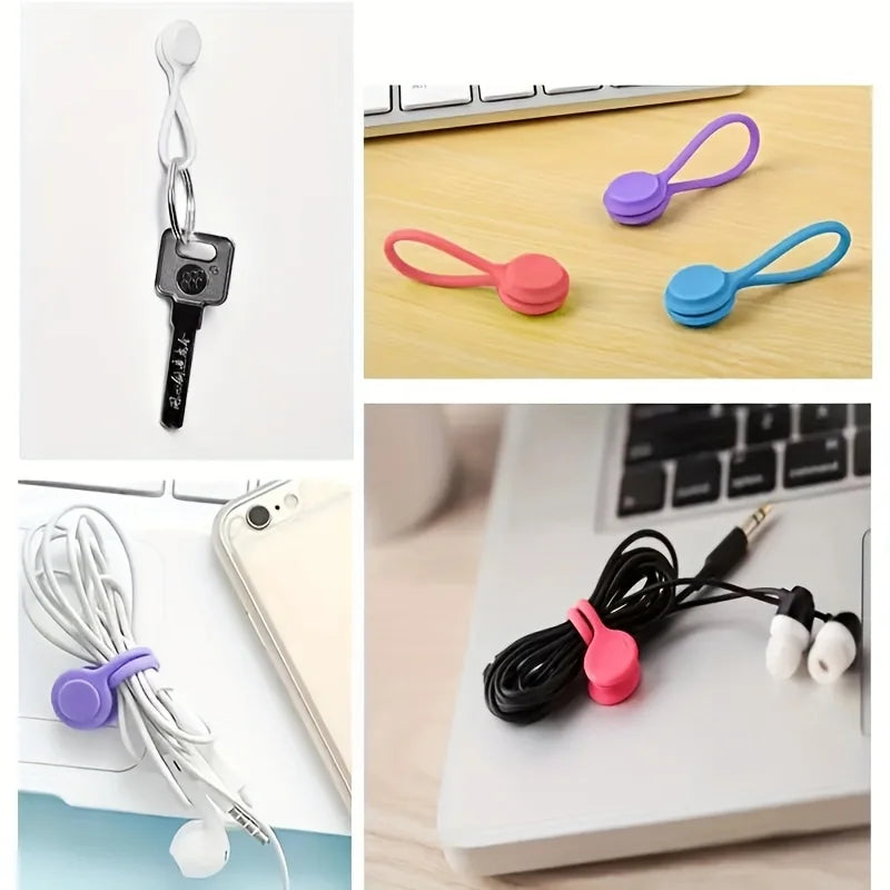 Magnetic Silicone Cable Clips | Reusable Cable Organizer Ties Cable Organizer Clips Qme