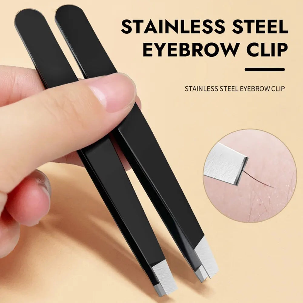 GECOMO Stainless Steel Eyebrow Tweezer – Slant & Flat Tip Eyebrow Tweezer Qme